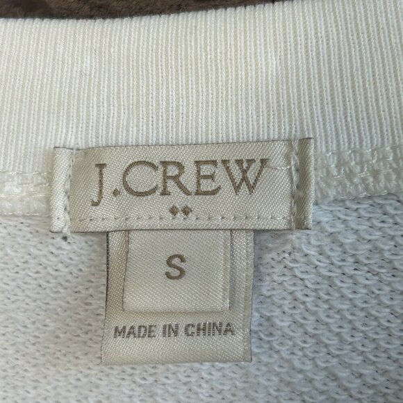 J. Crew White Knit Beaded Jeweled Neckline Short Sleeve Sweater Size Small - Picture 3 of 8